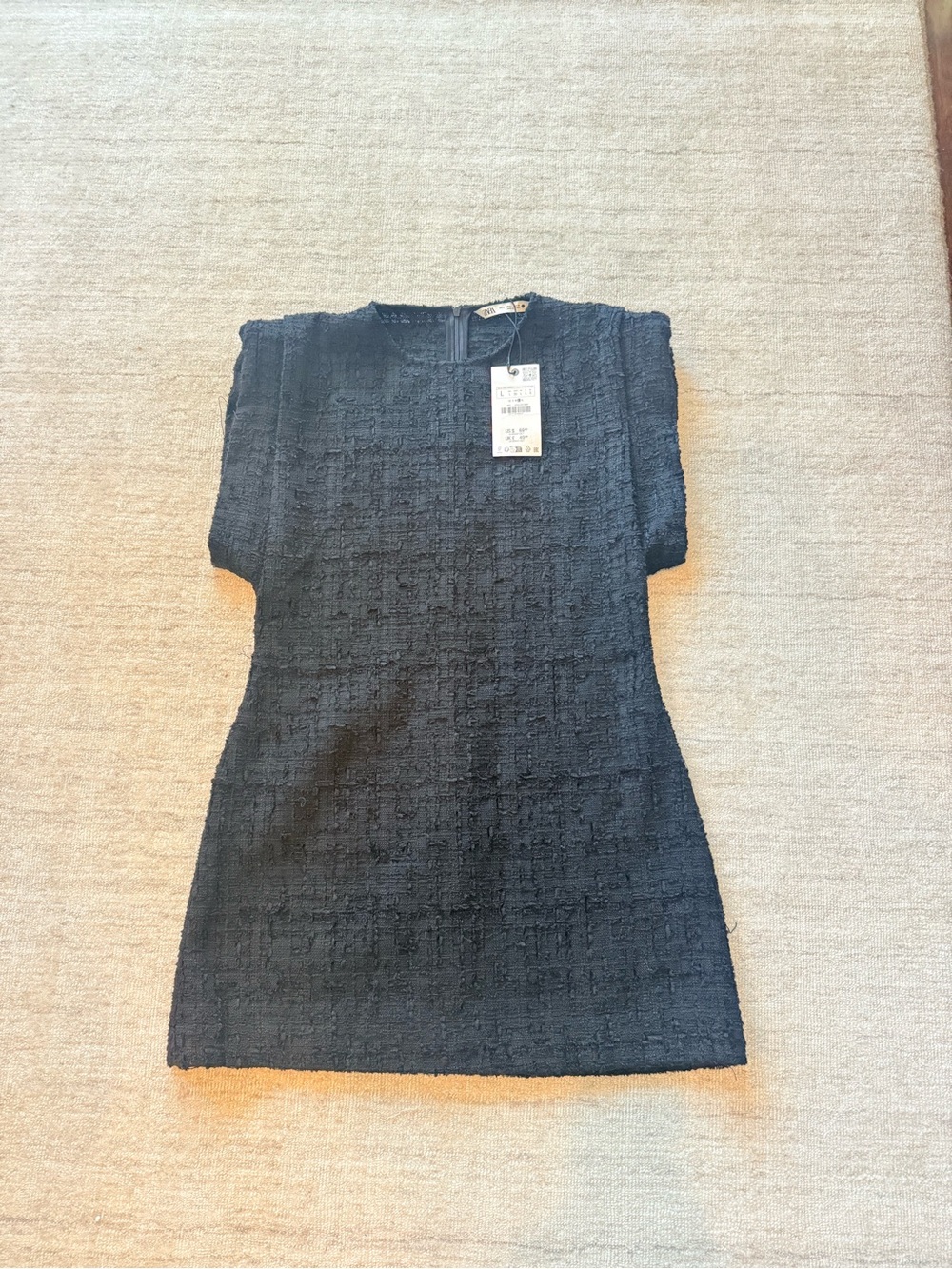 Zara Black Textured Mini Dress